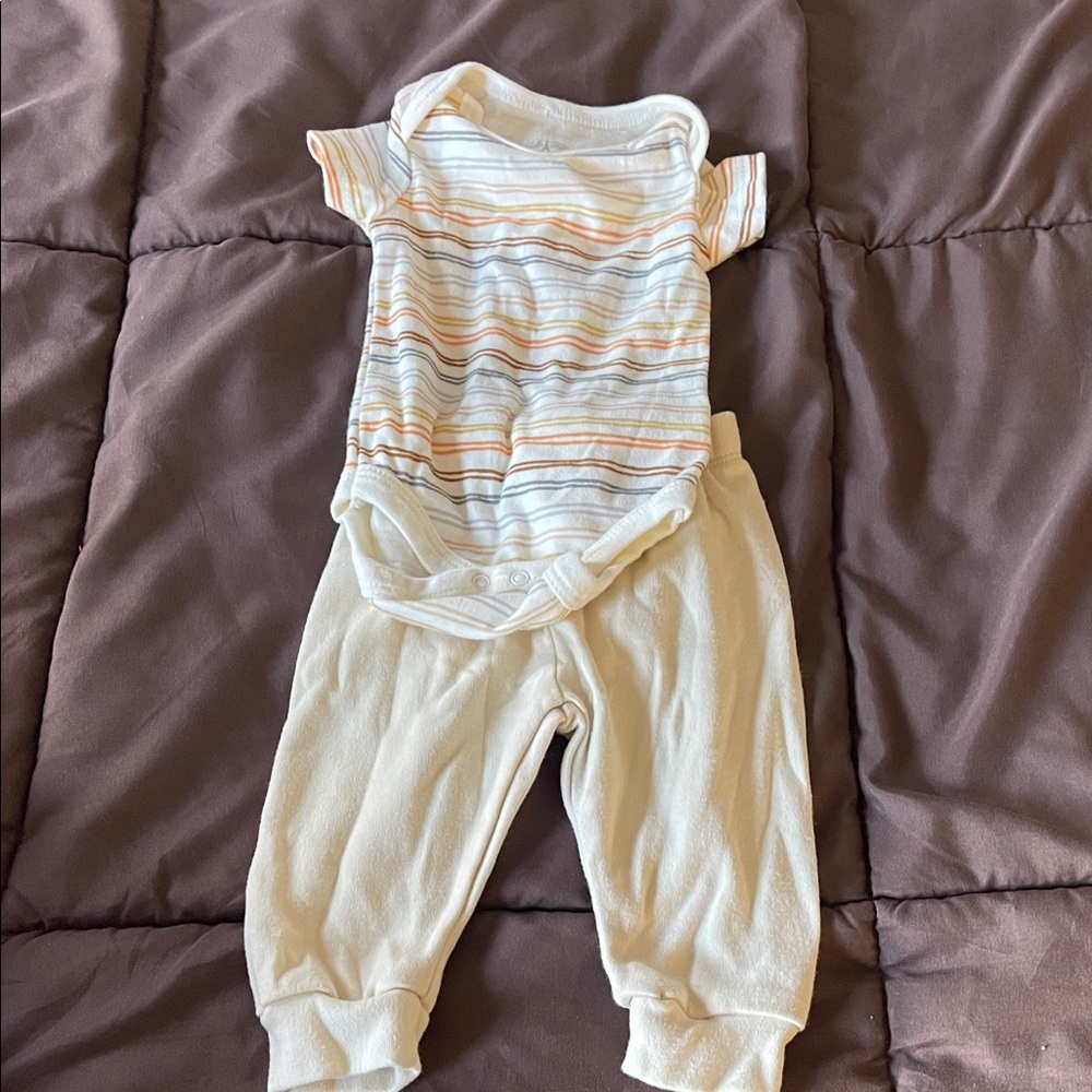Le Top Cream and Multicolor Striped Kids Matching Set